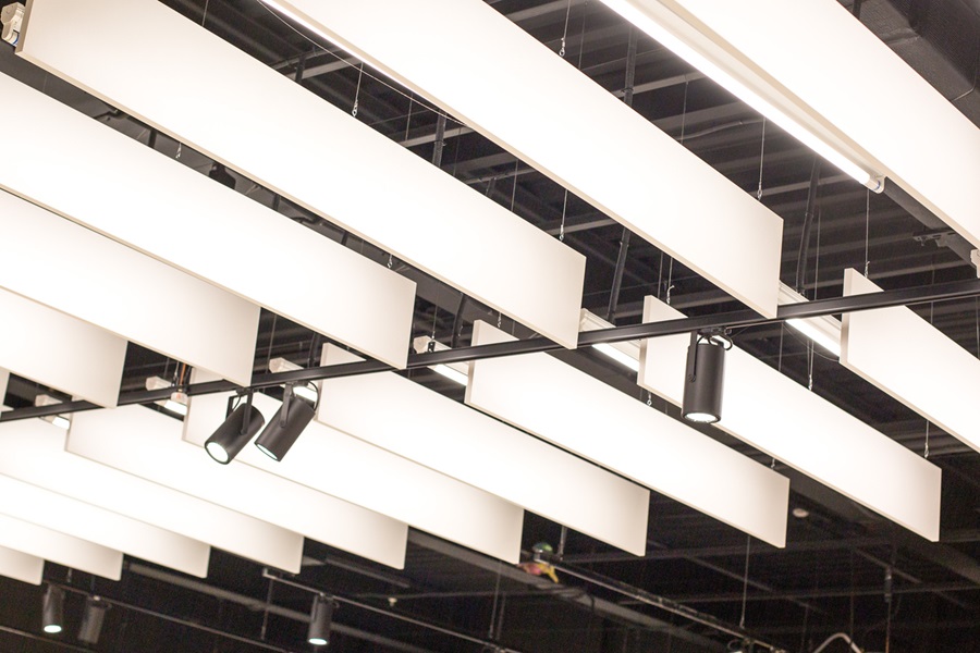 Soundproofing ceiling baffles installed by Bern Office Systems